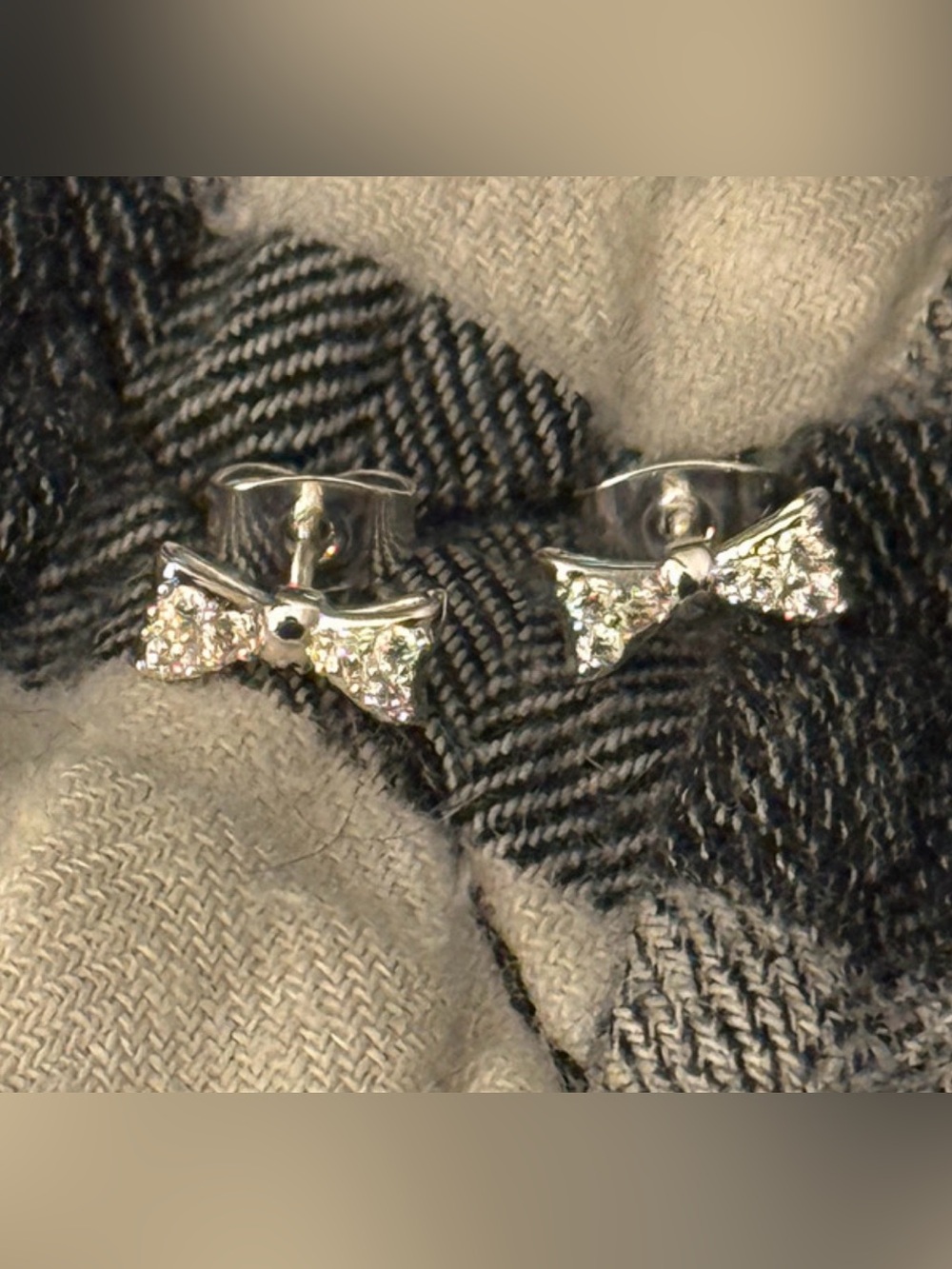 Silver Bow Stud Earrings for Women - Elegant Silver Tone Water Resistant